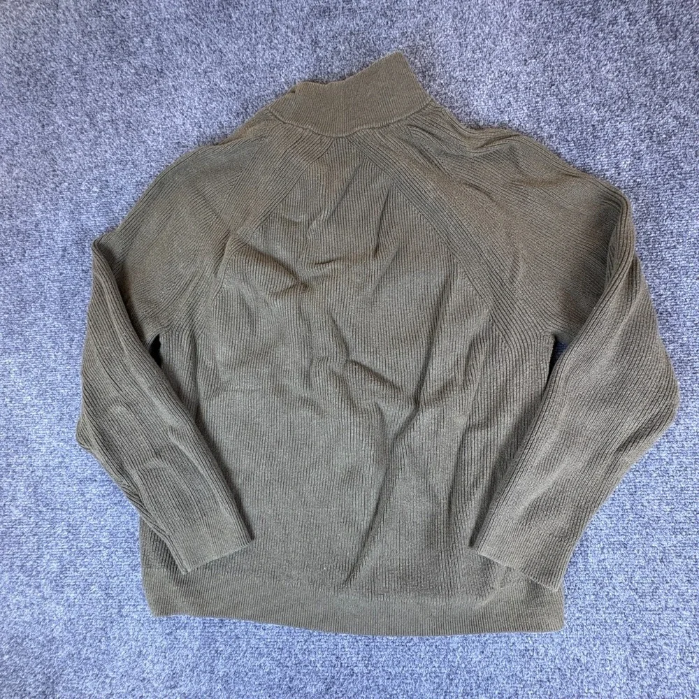 Banana‎ Republic Cardigan Sweater Mens XL Green Ribbed Knit Mock Neck Full Zip